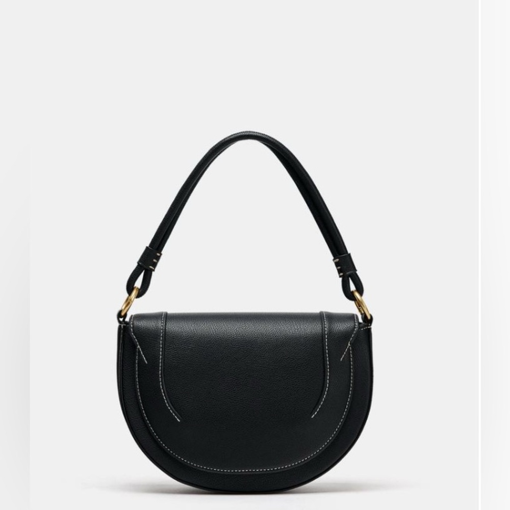 Zara Black Shoulder Bag with Gold Accents